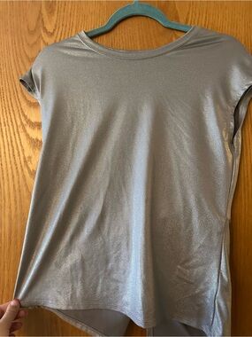 More Than Magic Metallic Silver Short Sleeve Tee With Cut Out Back